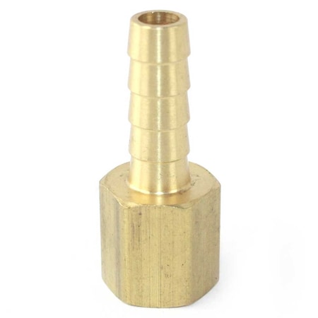 Brass Hose Fitting, Connector, 5/16 Inch Barb X 1/4 Inch Female NPT End, PK 6